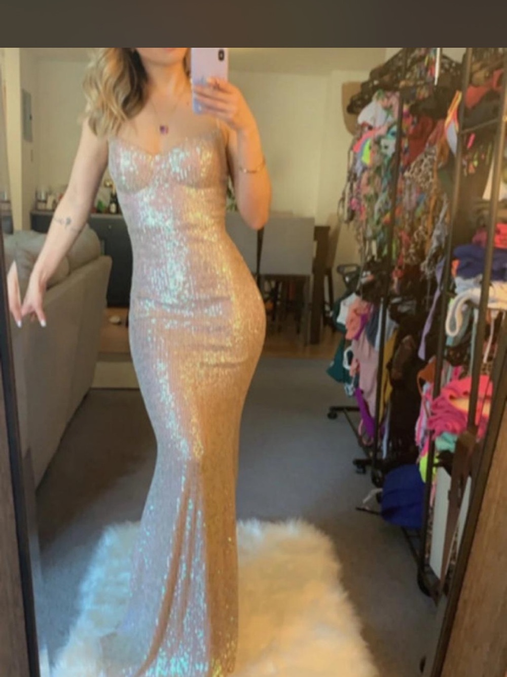 Windsor Iridescent Sequin Maxi Gown - Blush
